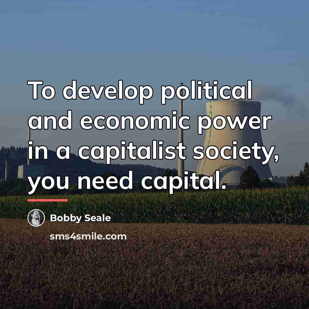“To develop political and economic power in a capitalist society,…” quote by Bobby Seale