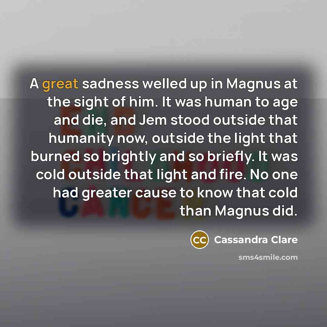 “A great sadness welled up in Magnus at the sight…” quote by Cassandra Clare