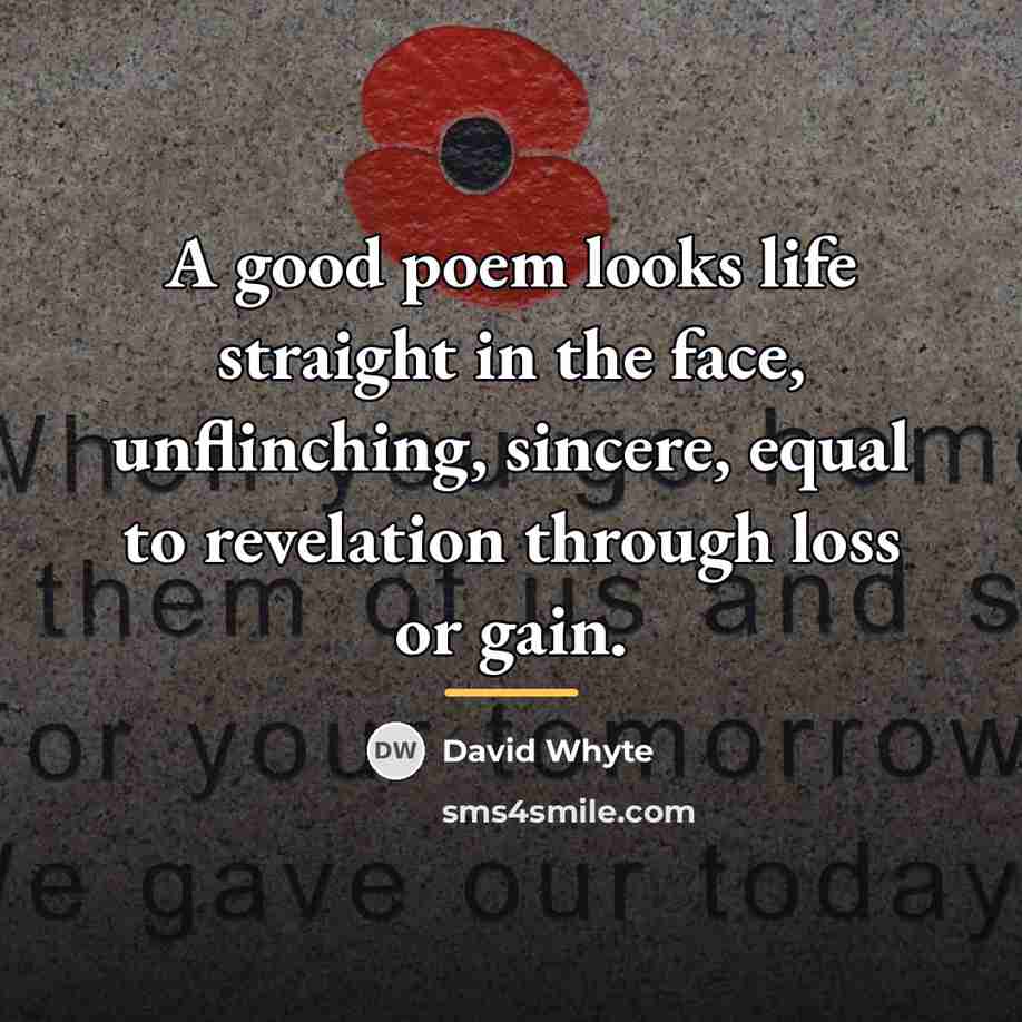 “A good poem looks life straight in the face, unflinching,…” quote by David Whyte