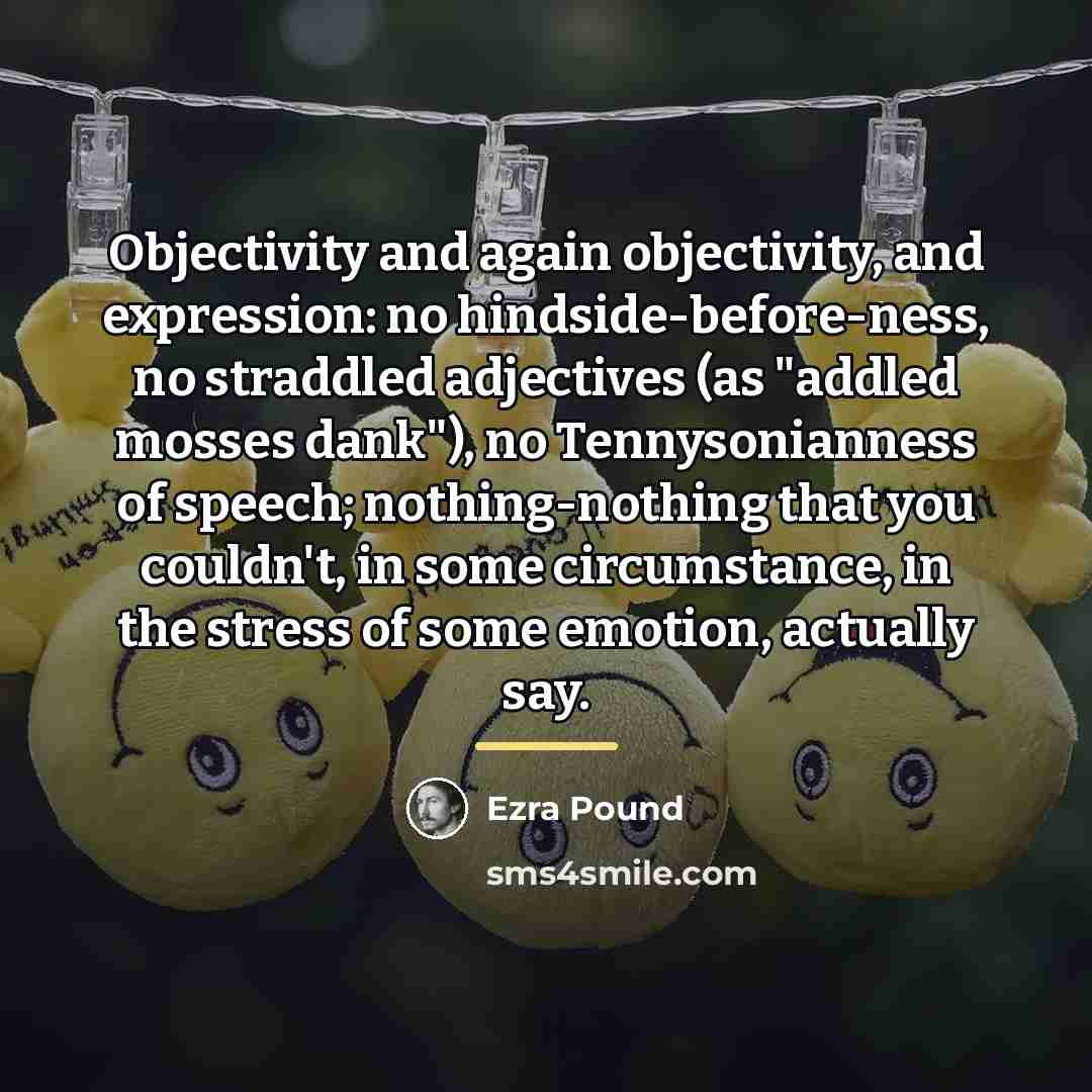 “Objectivity and again objectivity, and expression: no hindside-before-ness, no straddled…” quote by Ezra Pound