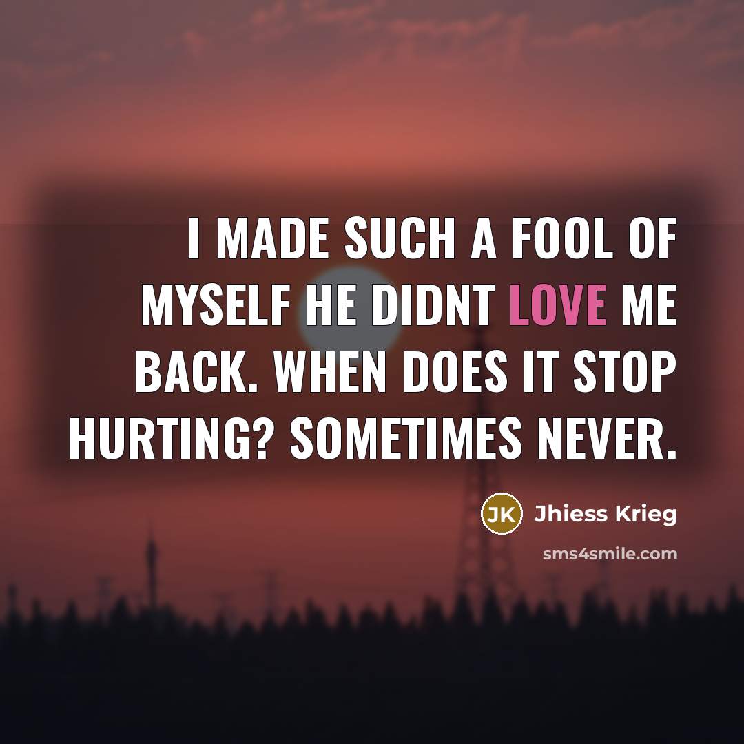“I made such a fool of myself He didnt love…” quote by Jhiess Krieg