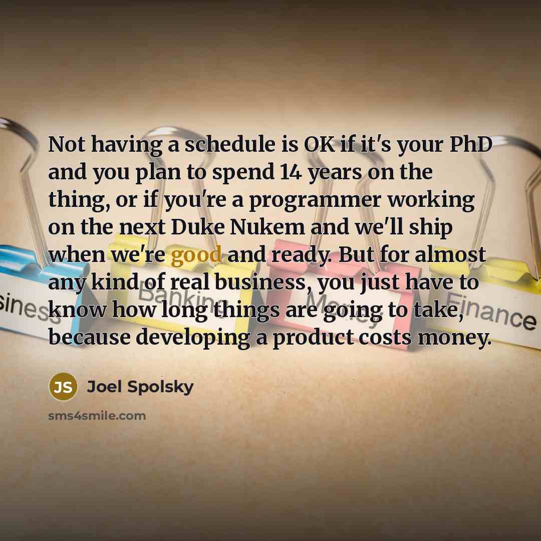 “Not having a schedule is OK if it's your PhD…” quote by Joel Spolsky