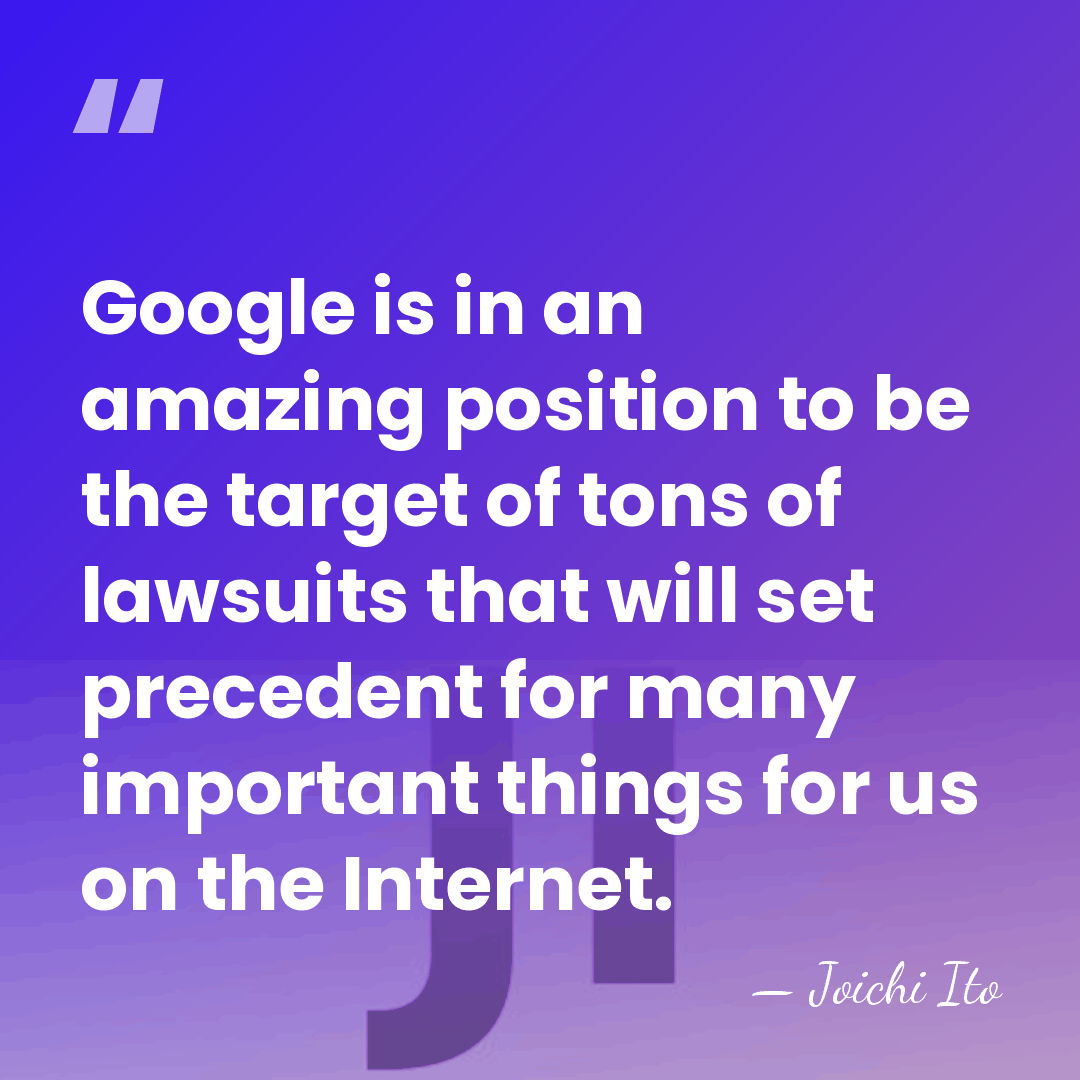 Google is in an amazing position to be the target of tons&hellip; - Joichi Ito