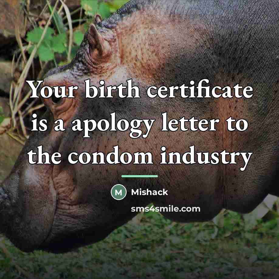 “Your birth certificate is a apology letter to the condom…” quote by Mishack