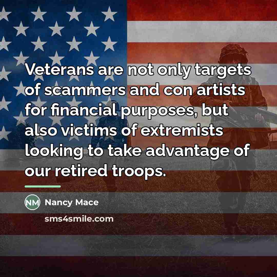 “Veterans are not only targets of scammers and con artists…” quote by Nancy Mace