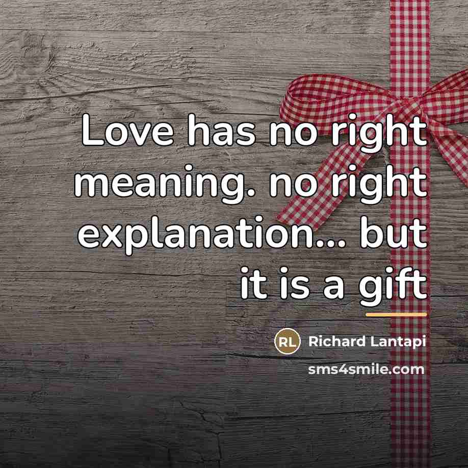 “Love has no right meaning. no right explanation... but it…” quote by Richard Lantapi