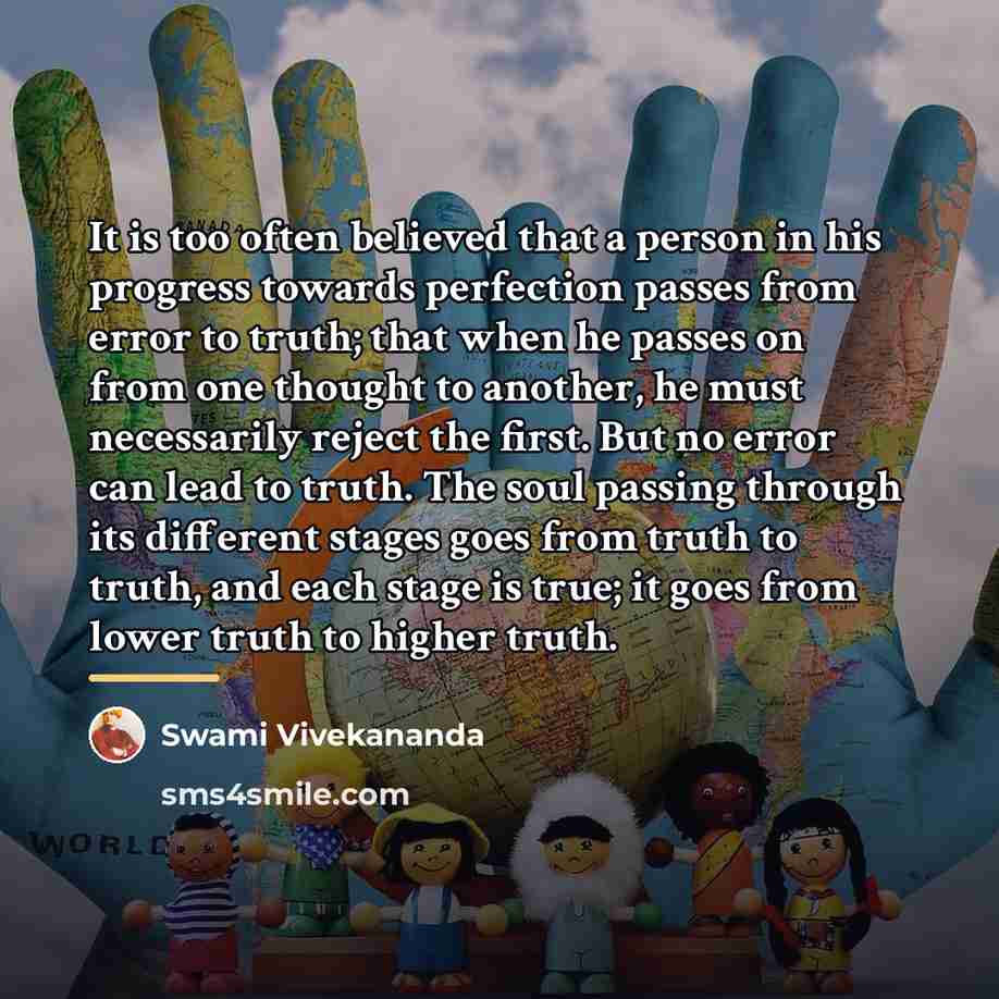 “It is too often believed that a person in his…” quote by Swami Vivekananda