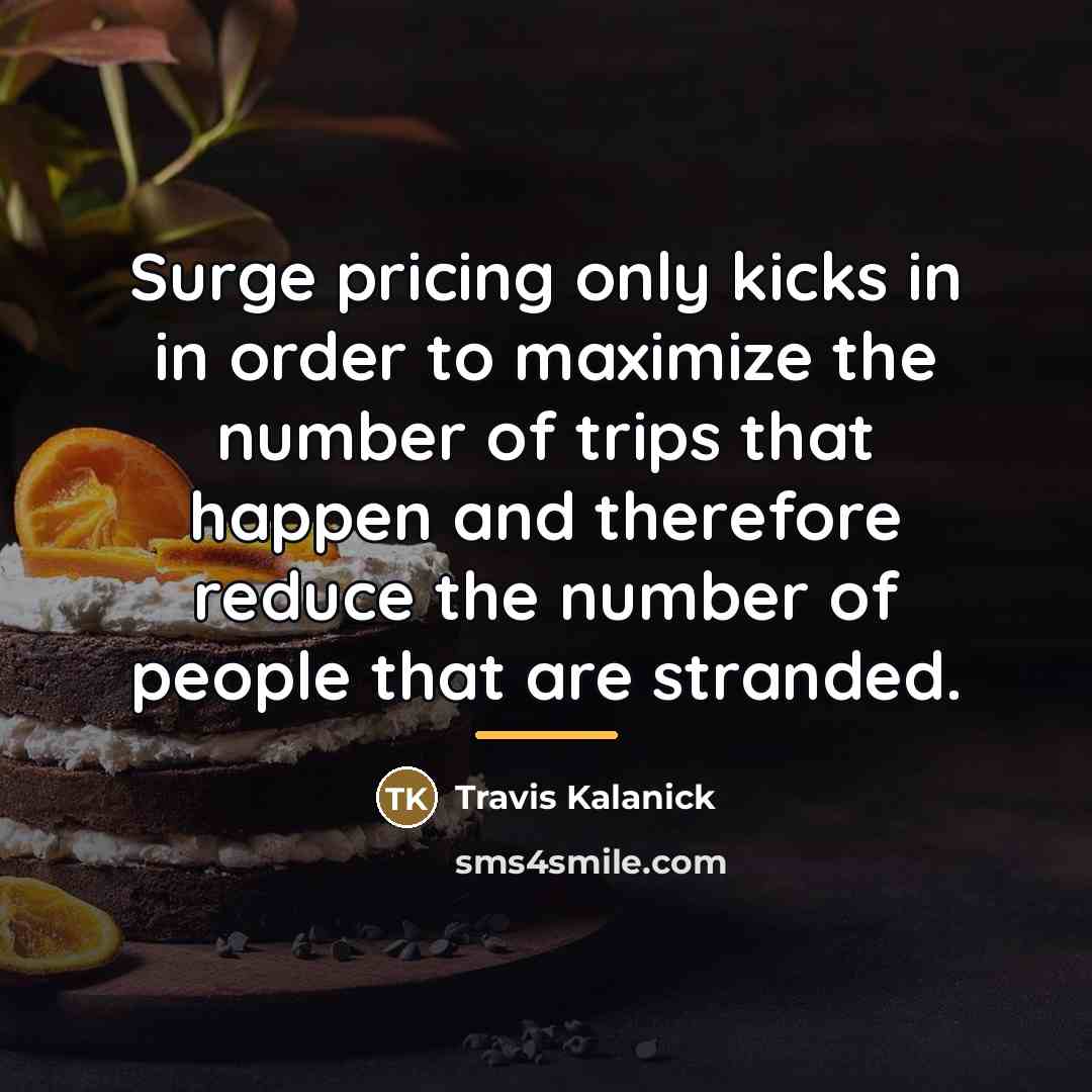 “Surge pricing only kicks in in order to maximize the…” quote by Travis Kalanick