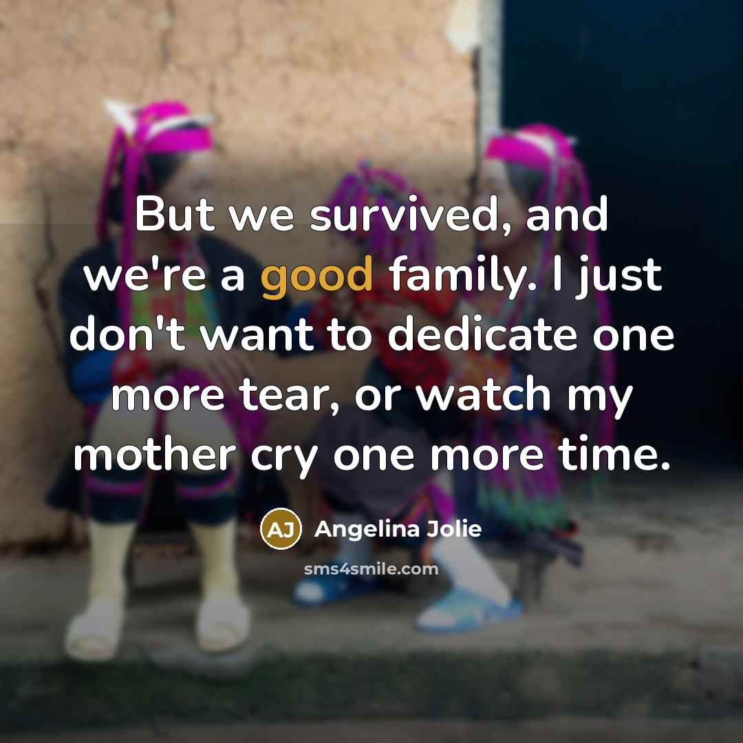 “But we survived, and we're a good family. I just…” quote by Angelina Jolie
