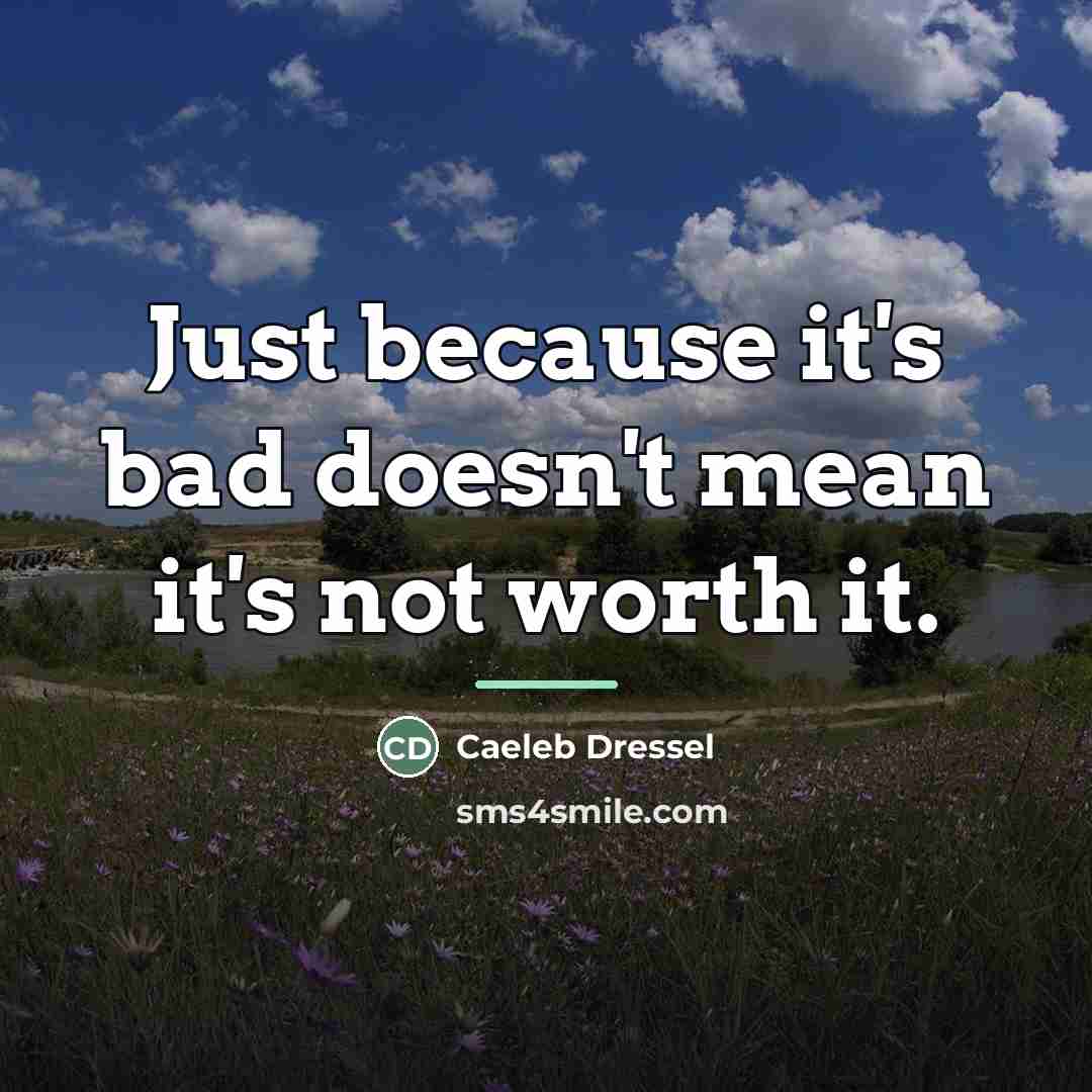 “Just because it's bad doesn't mean it's not worth it.…” quote by Caeleb Dressel