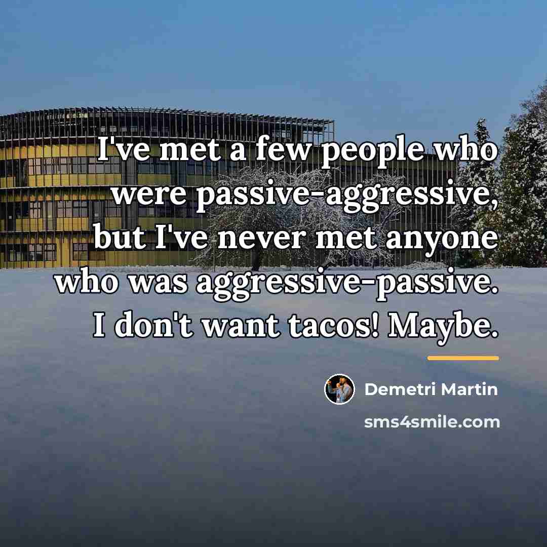 “I've met a few people who were passive-aggressive, but I've…” quote by Demetri Martin
