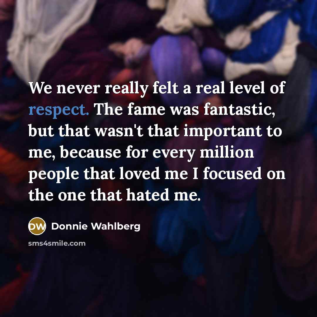 “We never really felt a real level of respect. The…” quote by Donnie Wahlberg