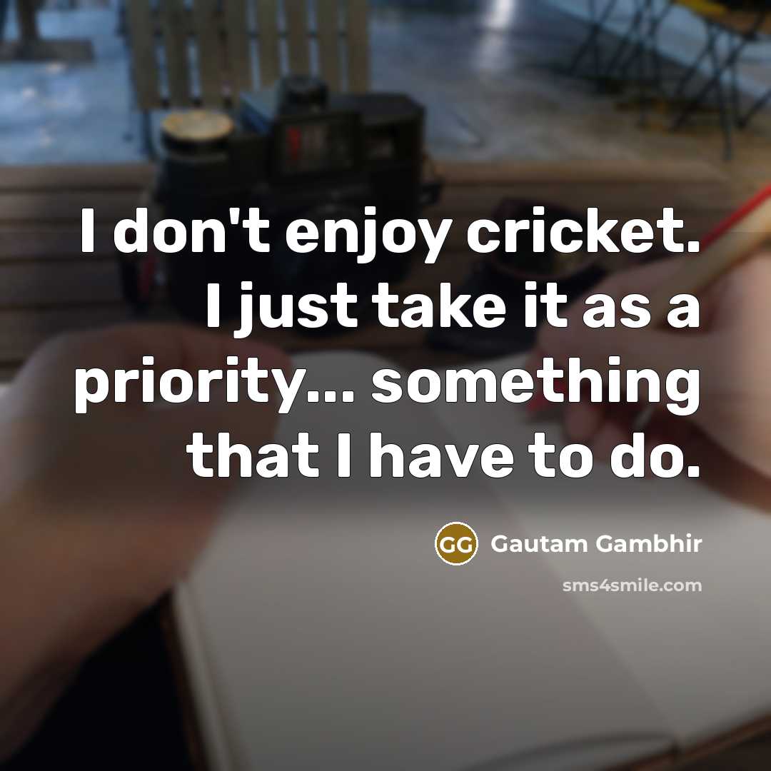 “I don't enjoy cricket. I just take it as a…” quote by Gautam Gambhir