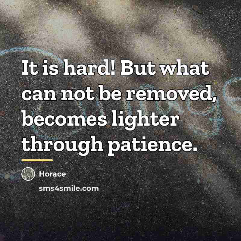 “It is hard! But what can not be removed, becomes…” quote by Horace