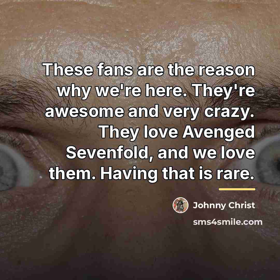 “These fans are the reason why we're here. They're awesome…” quote by Johnny Christ