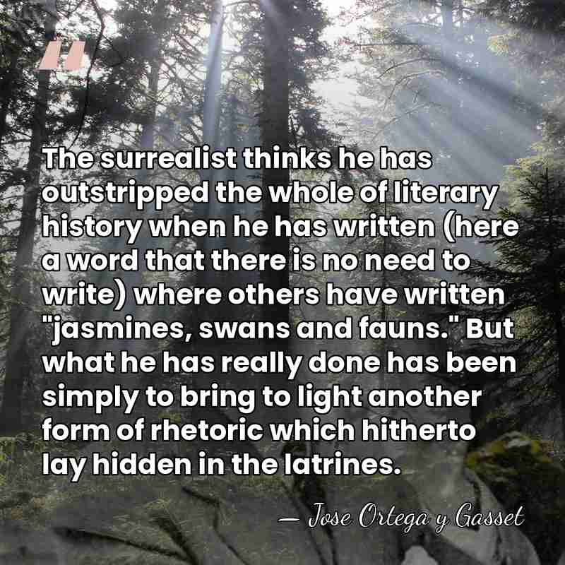The surrealist thinks he has outstripped the whole of literary history when&hellip; - Jose Ortega y Gasset