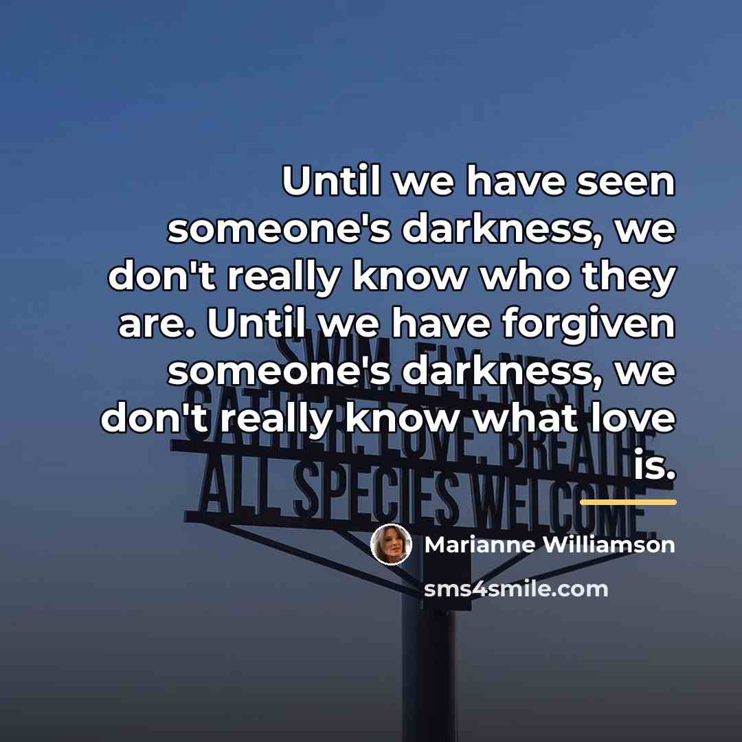 “Until we have seen someone's darkness, we don't really know…” quote by Marianne Williamson
