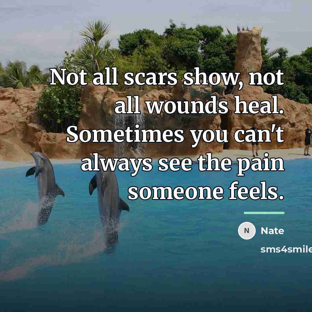 “Not all scars show, not all wounds heal. Sometimes you…” quote by Nate