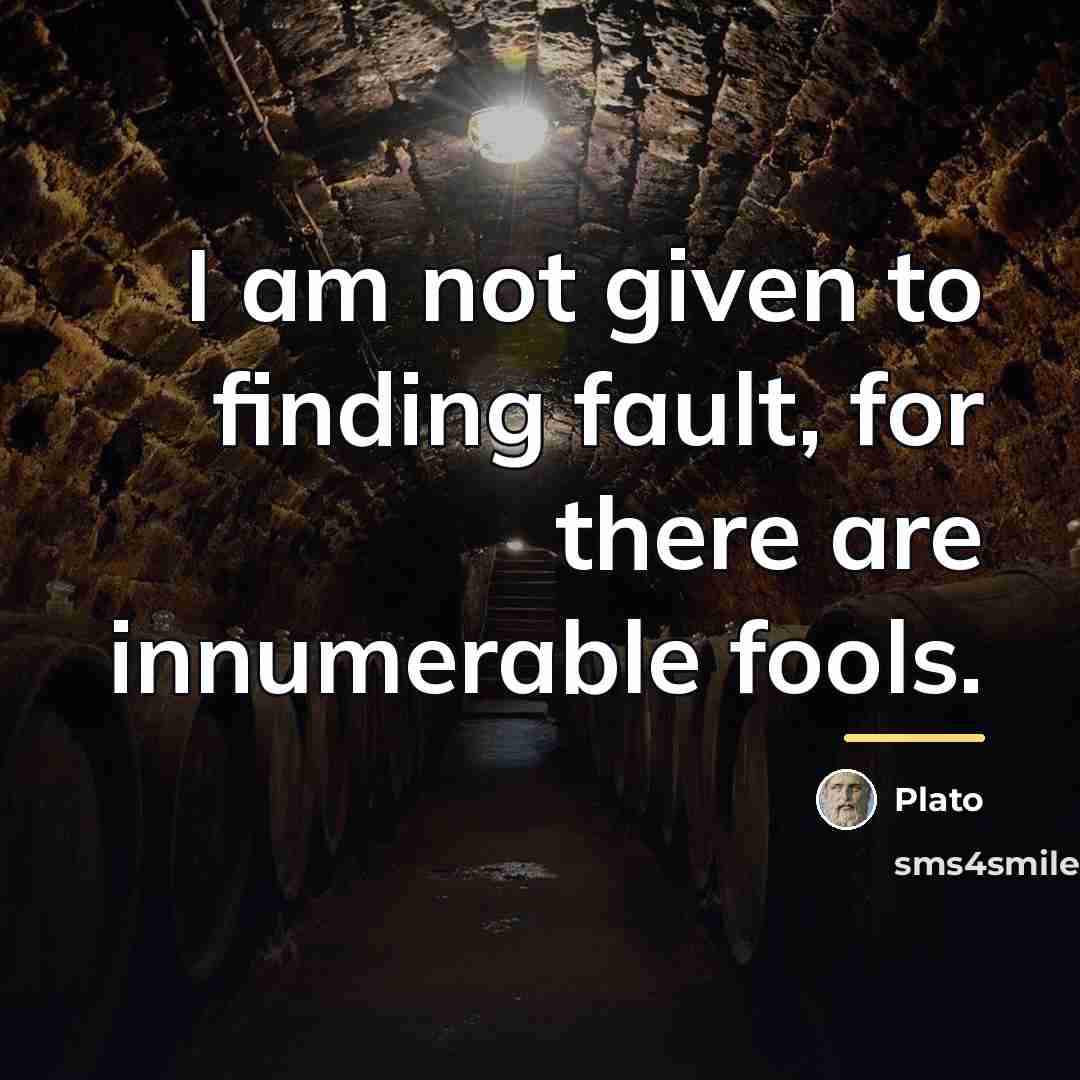 “I am not given to finding fault, for there are…” quote by Plato