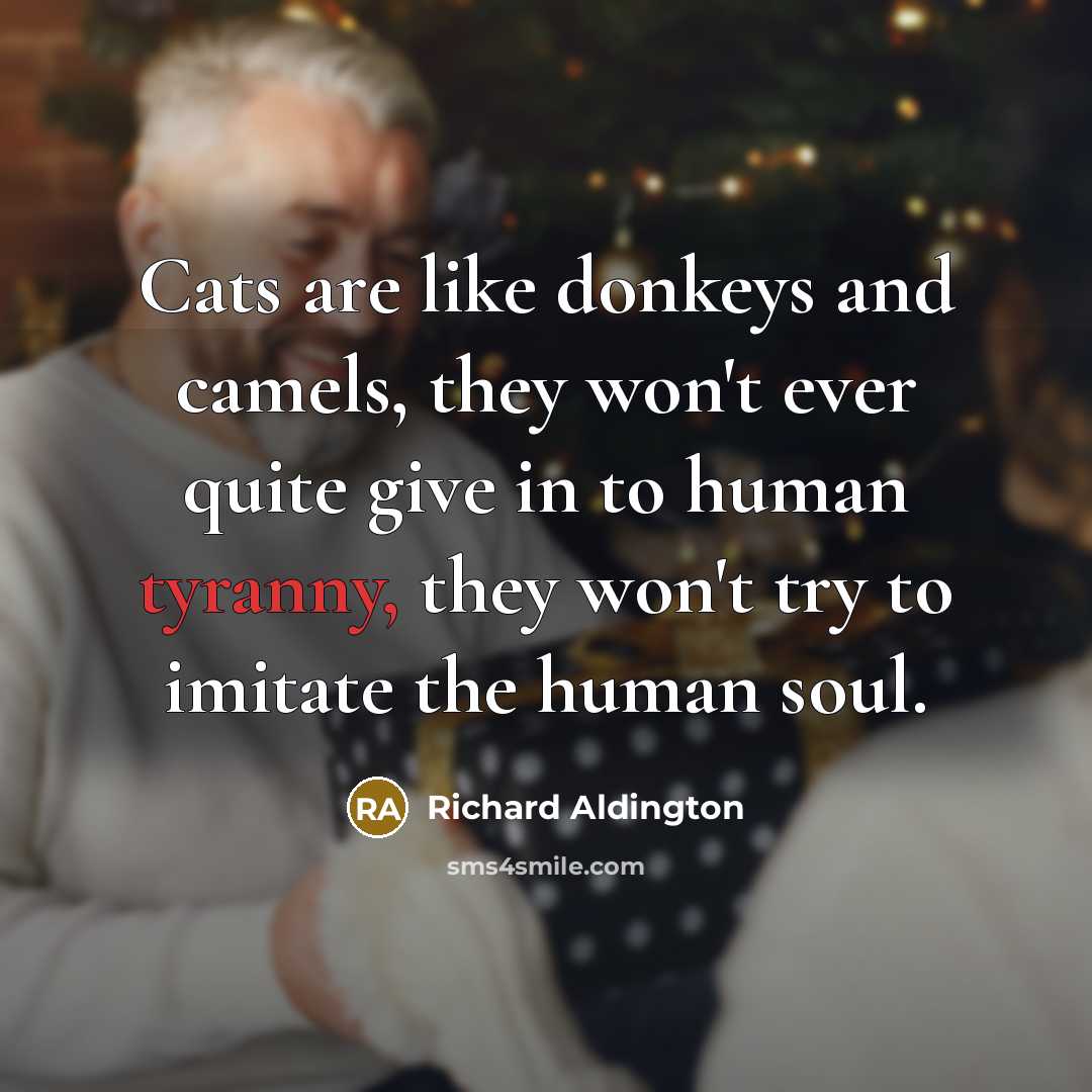 “Cats are like donkeys and camels, they won't ever quite…” quote by Richard Aldington