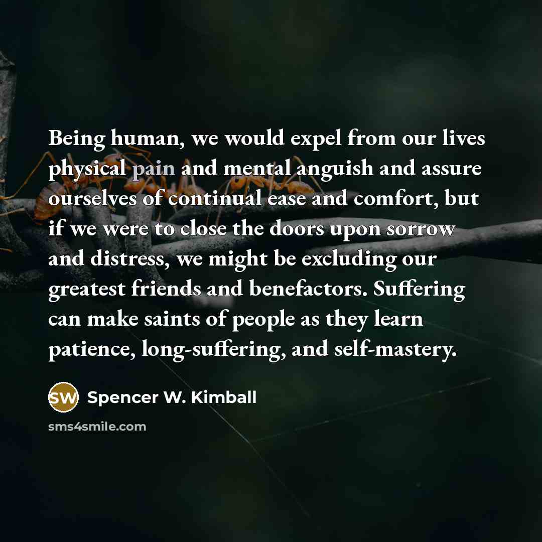 “Being human, we would expel from our lives physical pain…” quote by Spencer W. Kimball