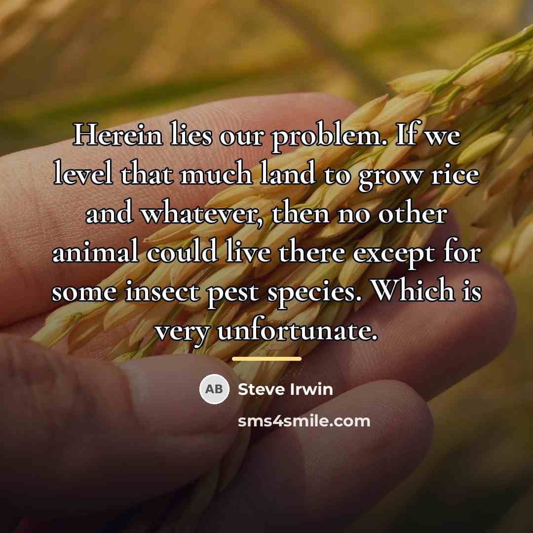 “Herein lies our problem. If we level that much land…” quote by Steve Irwin