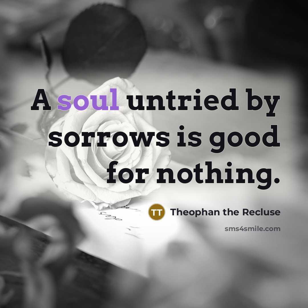 “A soul untried by sorrows is good for nothing.…” quote by Theophan the Recluse