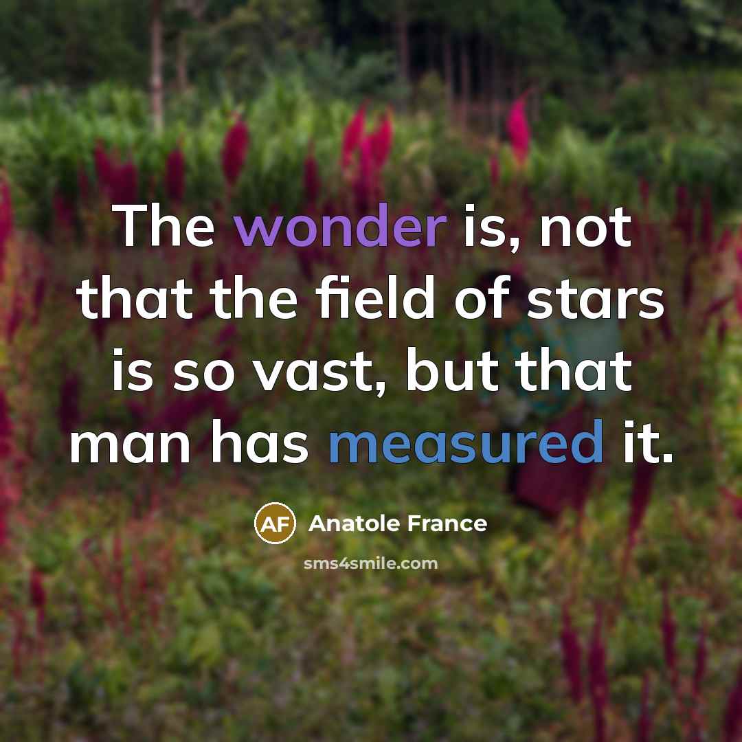 “The wonder is, not that the field of stars is…” quote by Anatole France