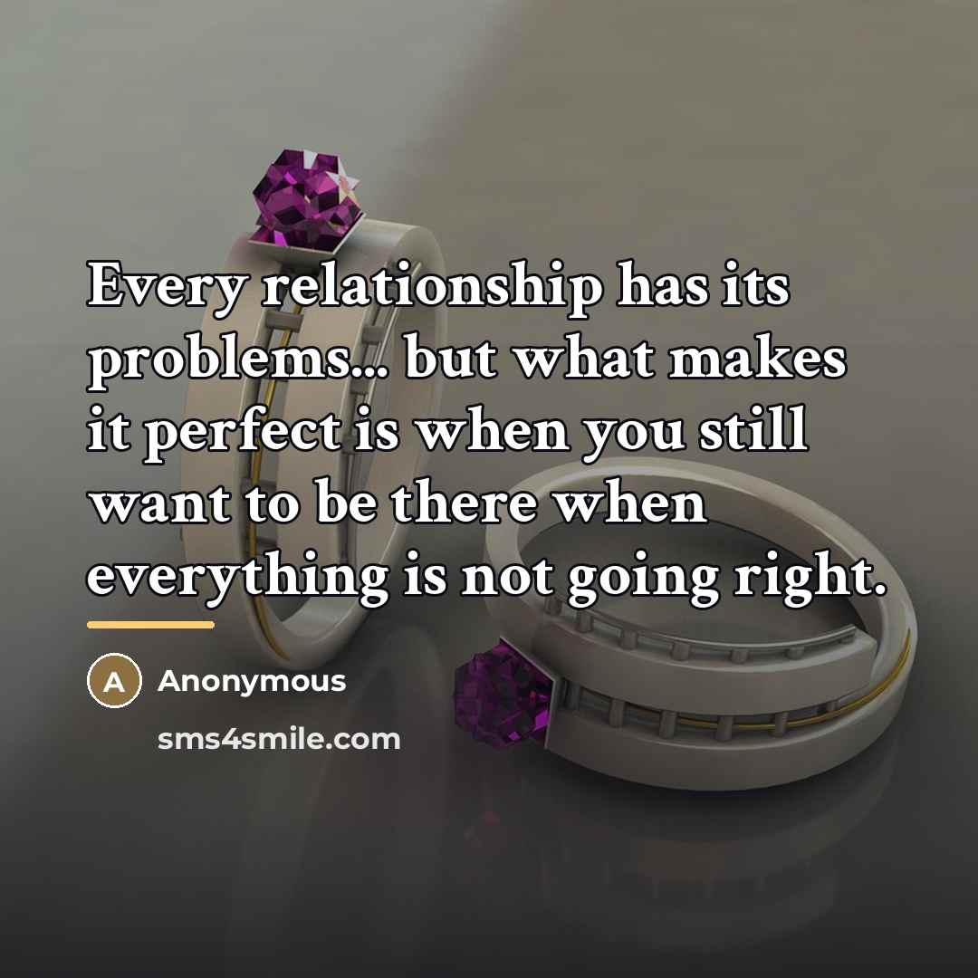 “Every relationship has its problems... but what makes it perfect…” quote by Anonymous