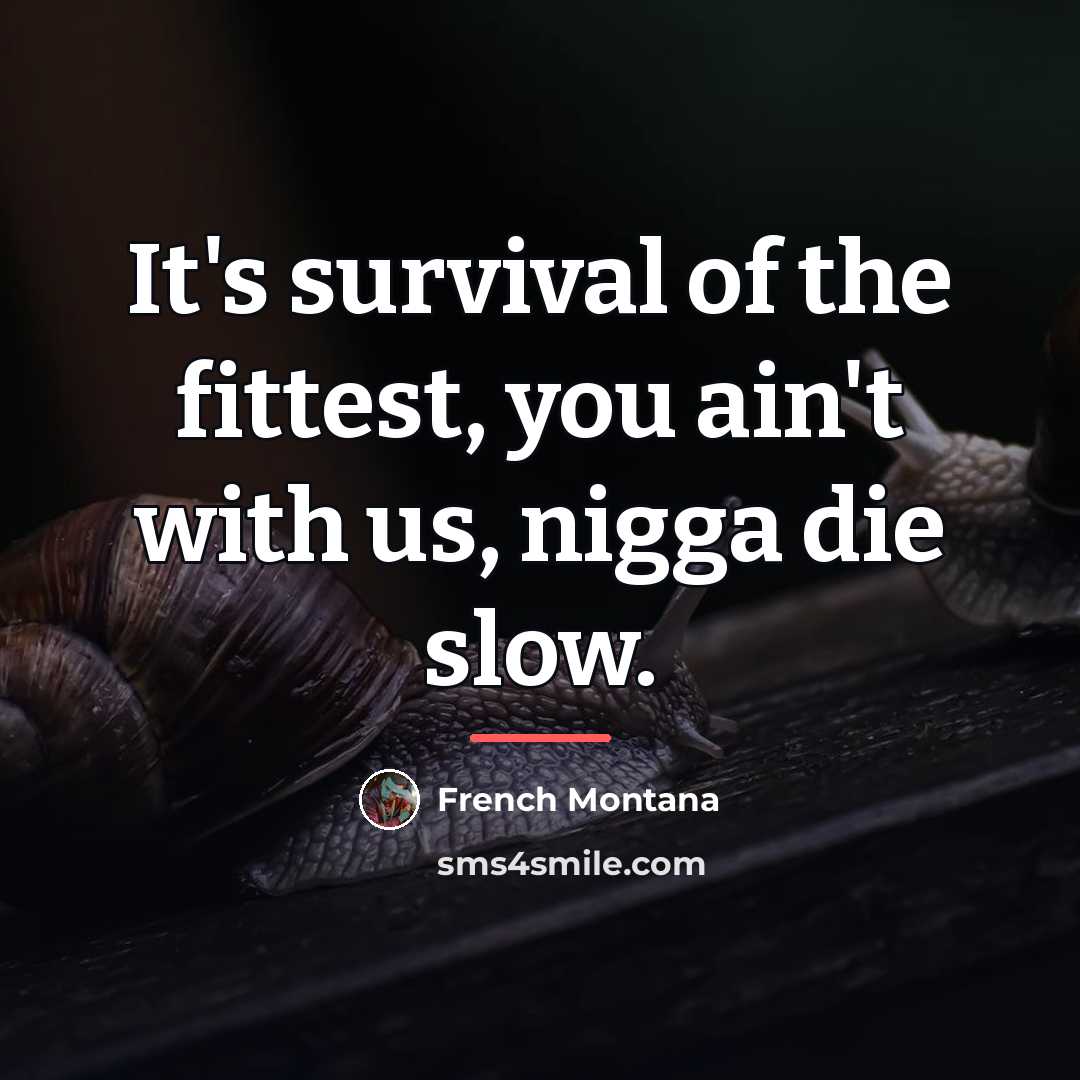 “It's survival of the fittest, you ain't with us, nigga…” quote by French Montana