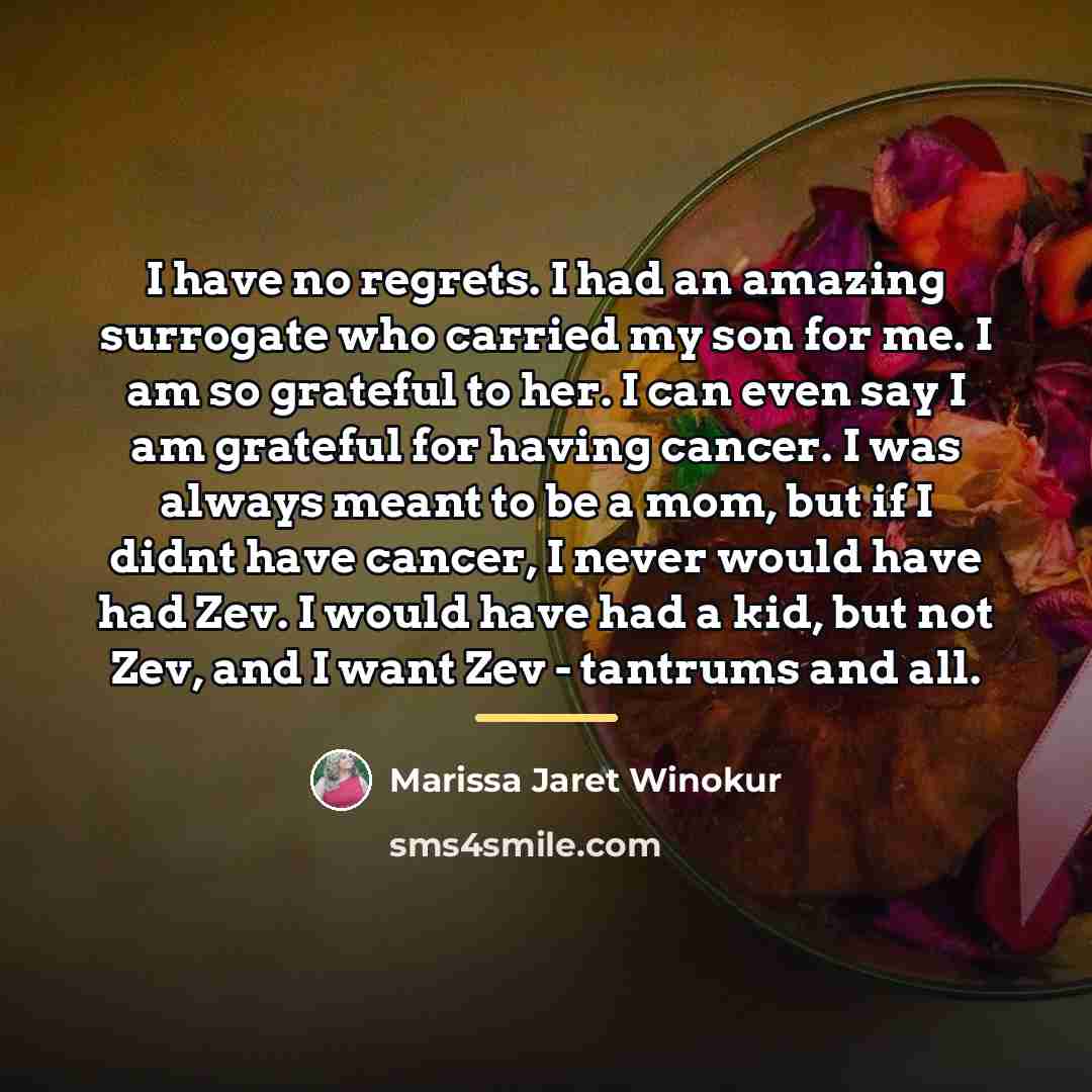 “I have no regrets. I had an amazing surrogate who…” quote by Marissa Jaret Winokur