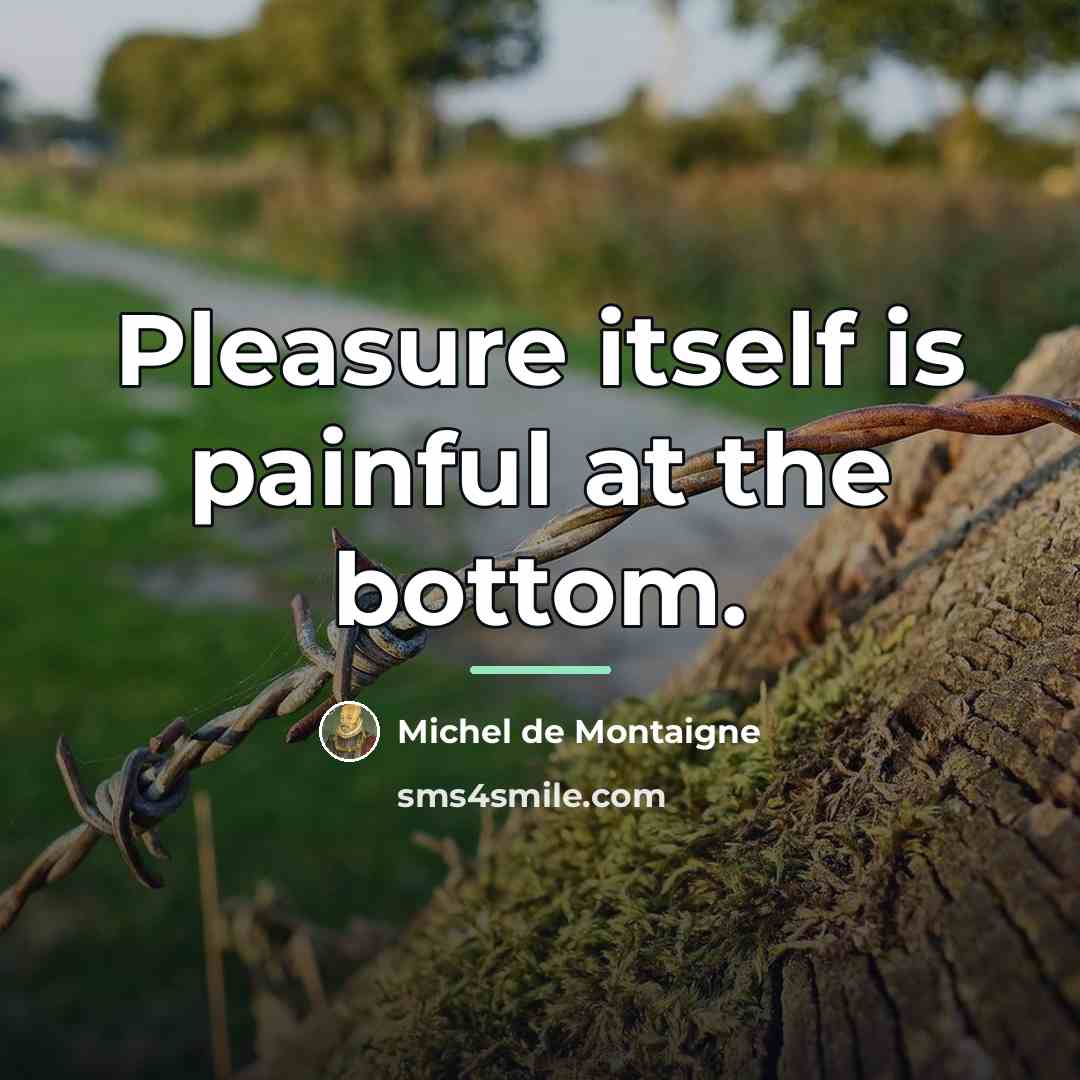 “Pleasure itself is painful at the bottom.…” quote by Michel de Montaigne