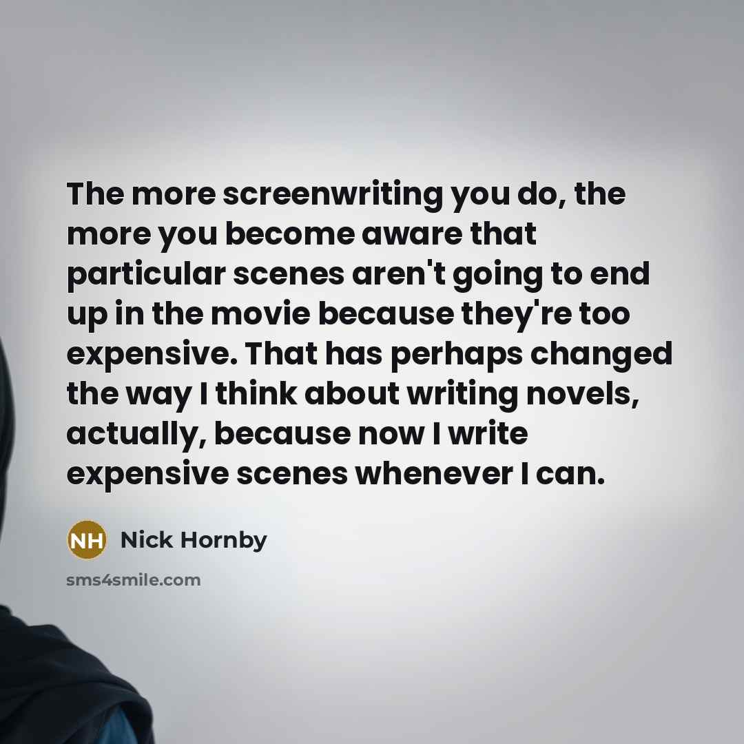 “The more screenwriting you do, the more you become aware…” quote by Nick Hornby