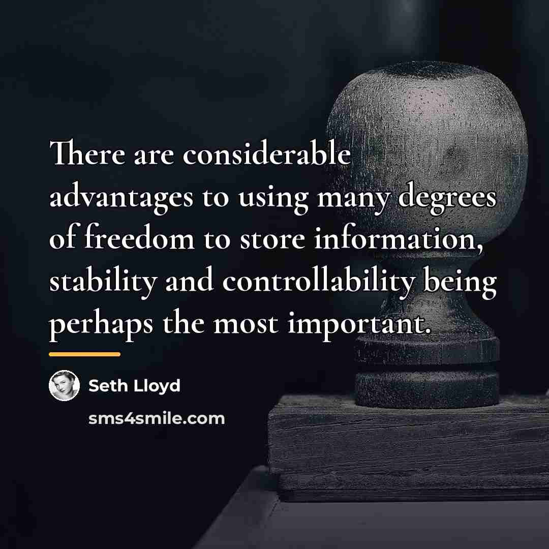 “There are considerable advantages to using many degrees of freedom…” quote by Seth Lloyd