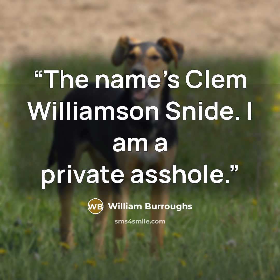 “The name's Clem Williamson Snide. I am a private asshole.” quote by William Burroughs