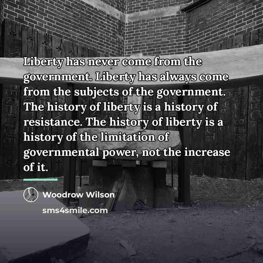 “Liberty has never come from the government. Liberty has always…” quote by Woodrow Wilson