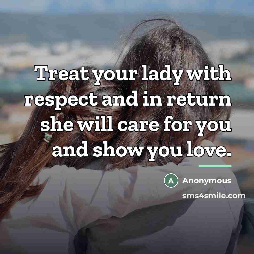 “Treat your lady with respect and in return she will…” quote by Anonymous