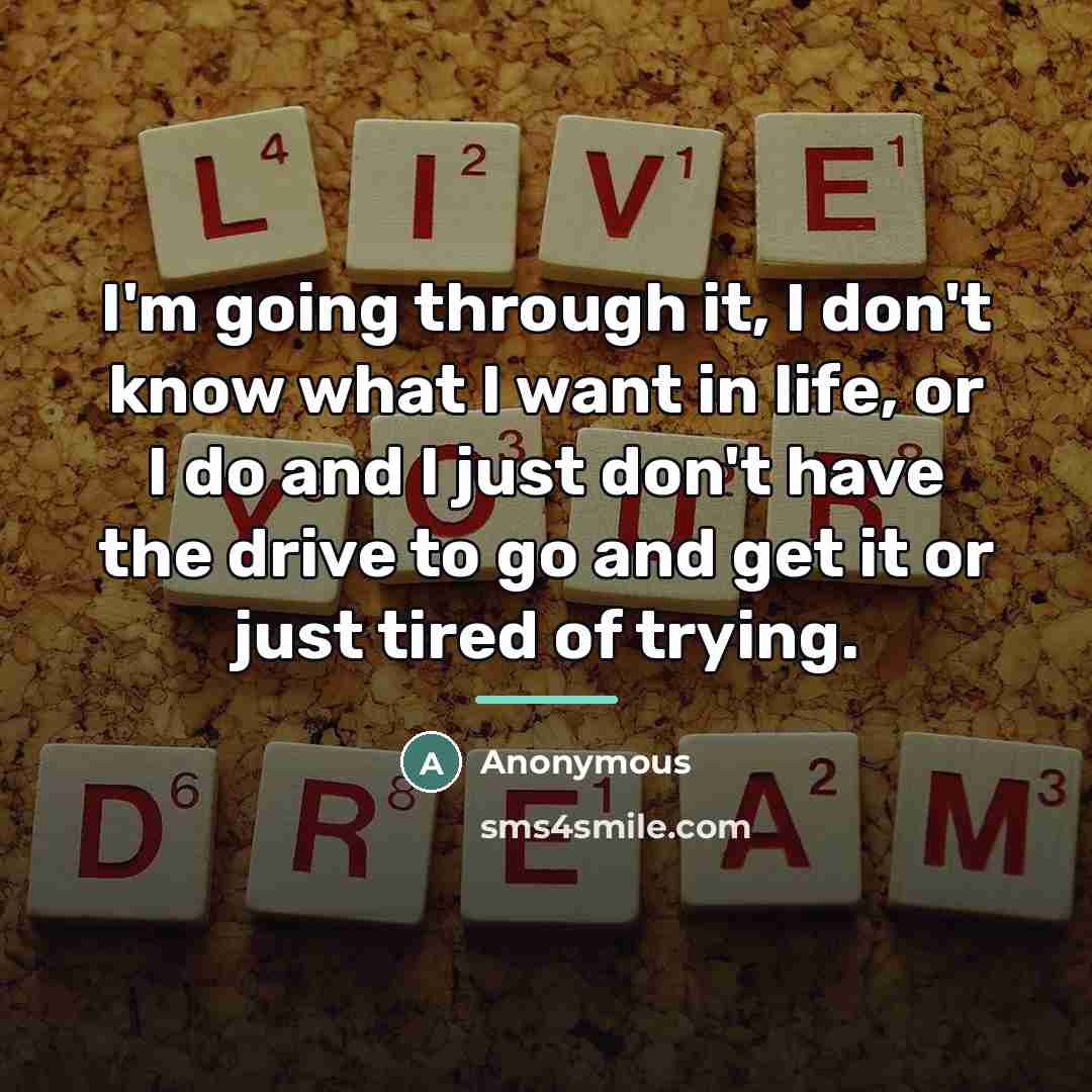 “I'm going through it, I don't know what I want…” quote by Anonymous
