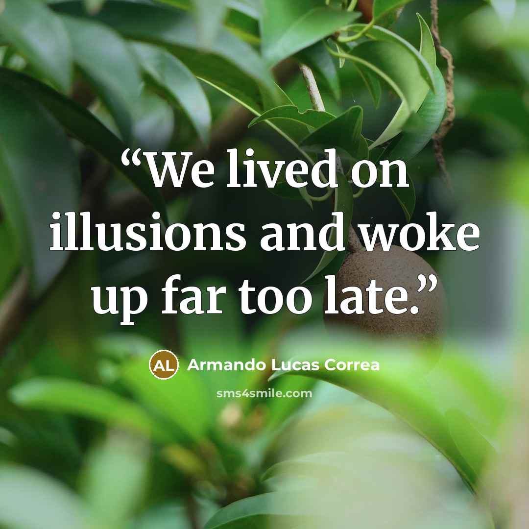 “We lived on illusions and woke up far too late.” quote by Armando Lucas Correa
