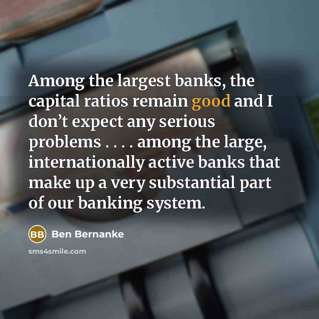 “Among the largest banks, the capital ratios remain good and…” quote by Ben Bernanke