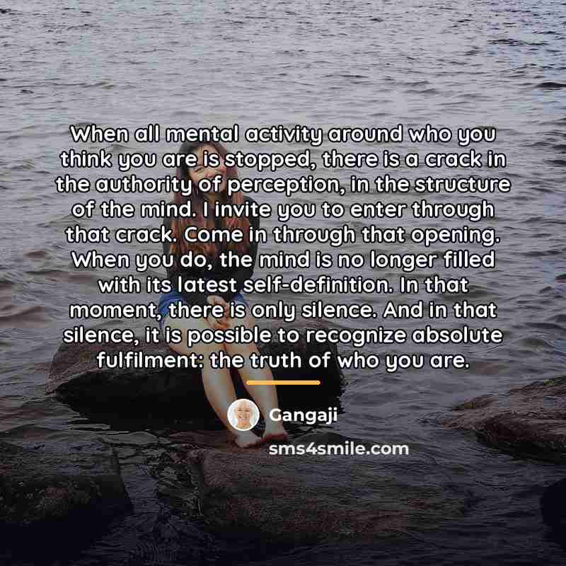 “When all mental activity around who you think you are…” quote by Gangaji