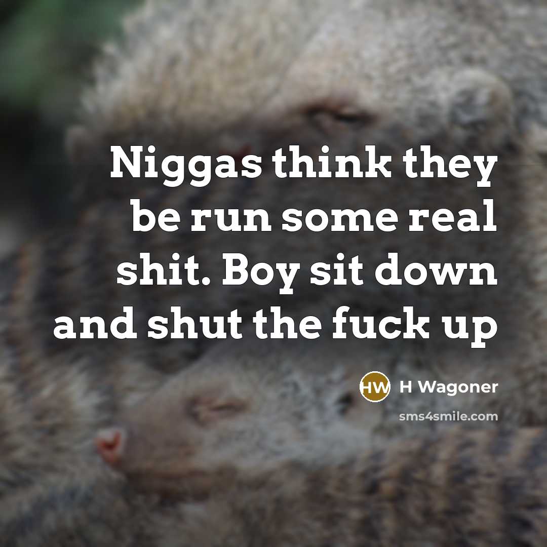 “Niggas think they be run some real shit. Boy sit down and shut the fuck up” quote by H Wagoner