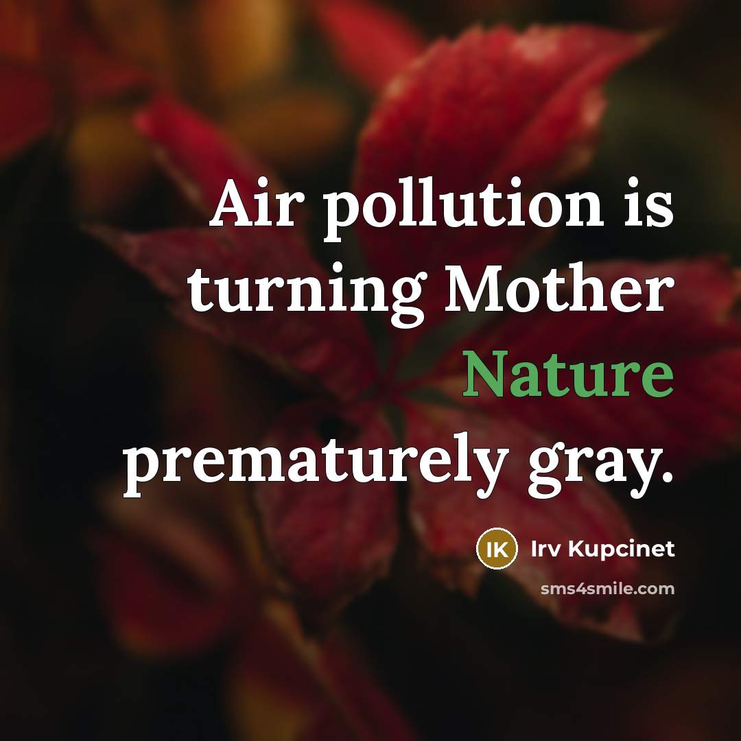 “Air pollution is turning Mother Nature prematurely gray.…” quote by Irv Kupcinet