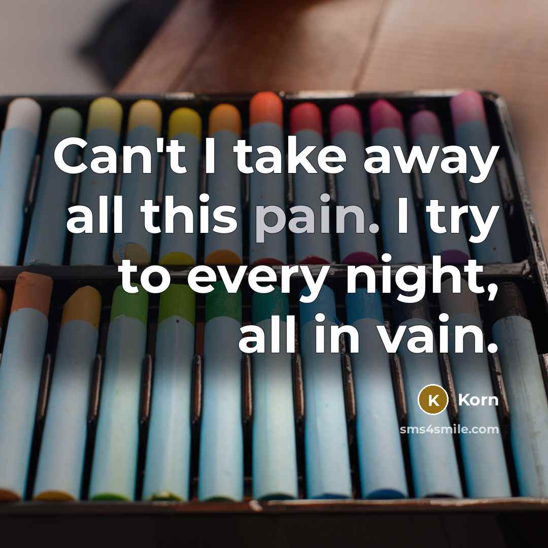 “Can't I take away all this pain. I try to…” quote by Korn