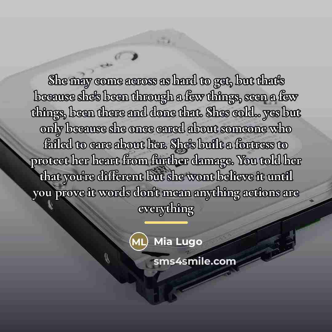 “She may come across as hard to get, but that's…” quote by Mia Lugo