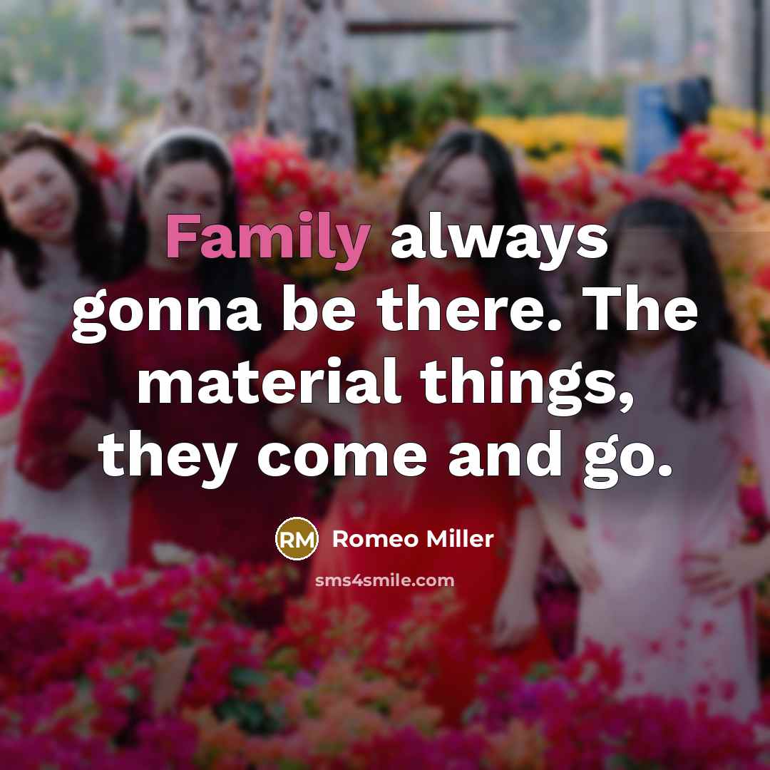 “Family always gonna be there. The material things, they come…” quote by Romeo Miller