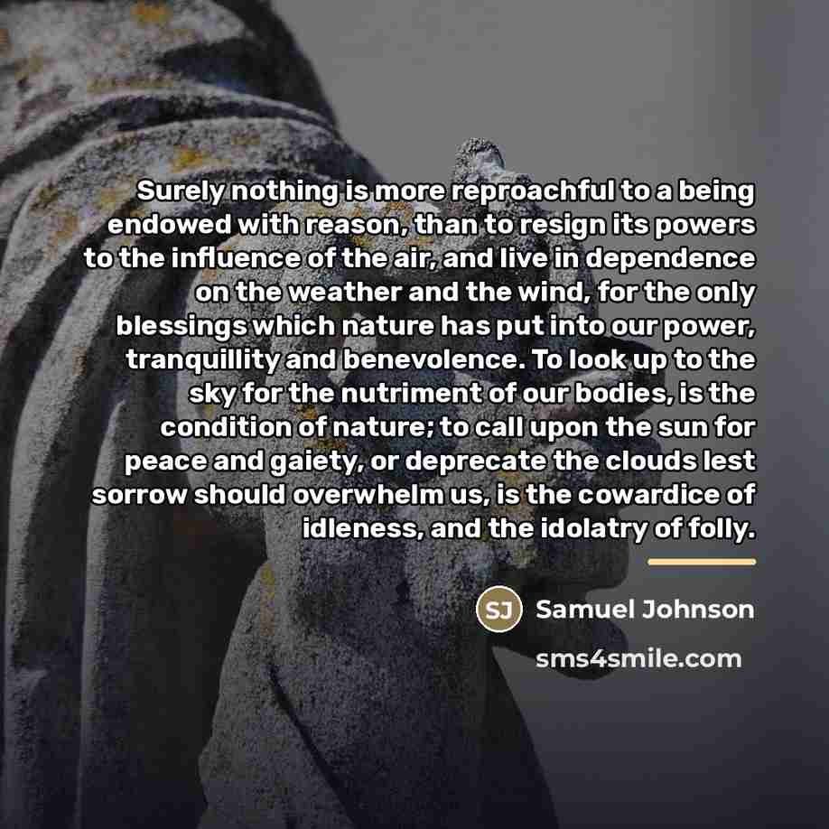 “Surely nothing is more reproachful to a being endowed with…” quote by Samuel Johnson