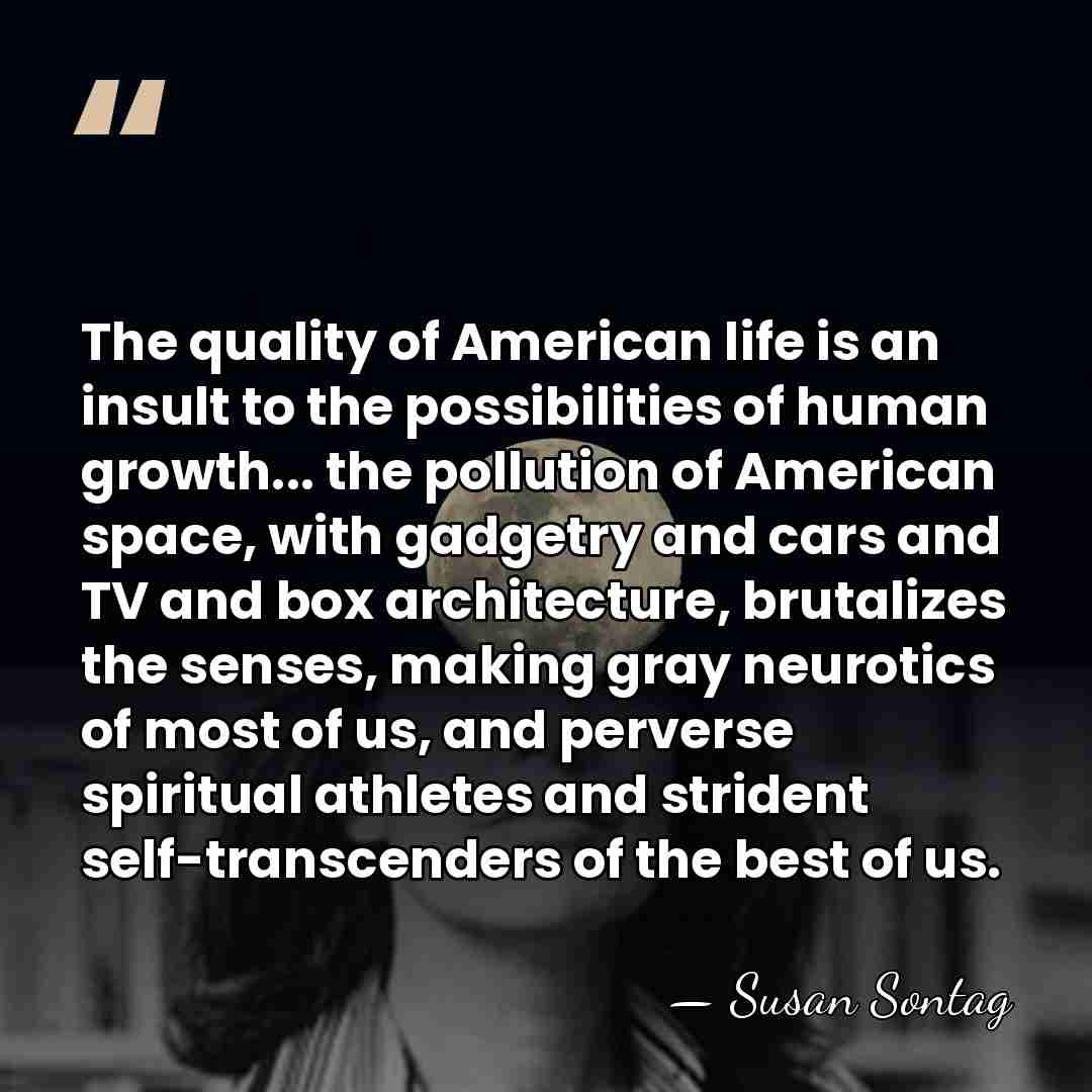 The quality of American life is an insult to the possibilities of&hellip; - Susan Sontag