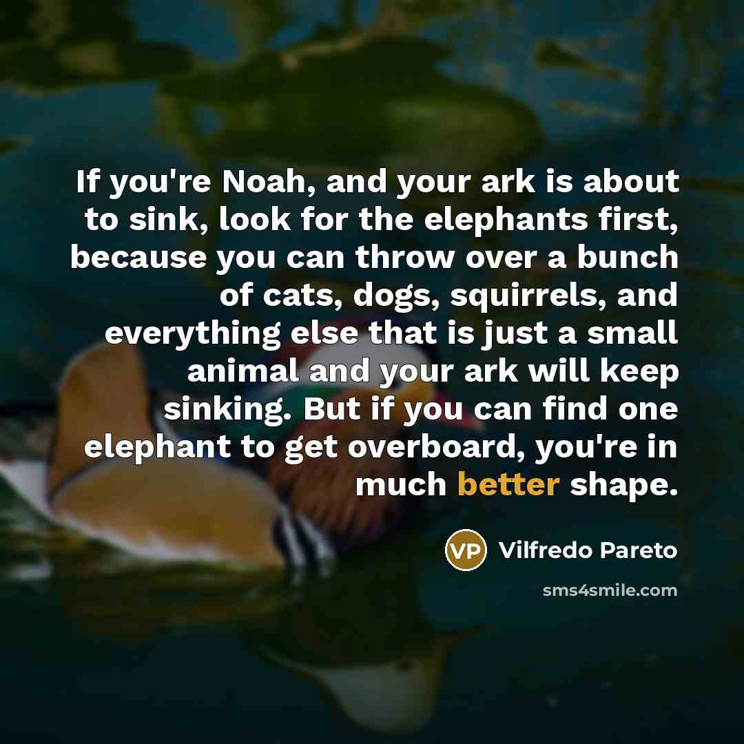 “If you're Noah, and your ark is about to sink,…” quote by Vilfredo Pareto