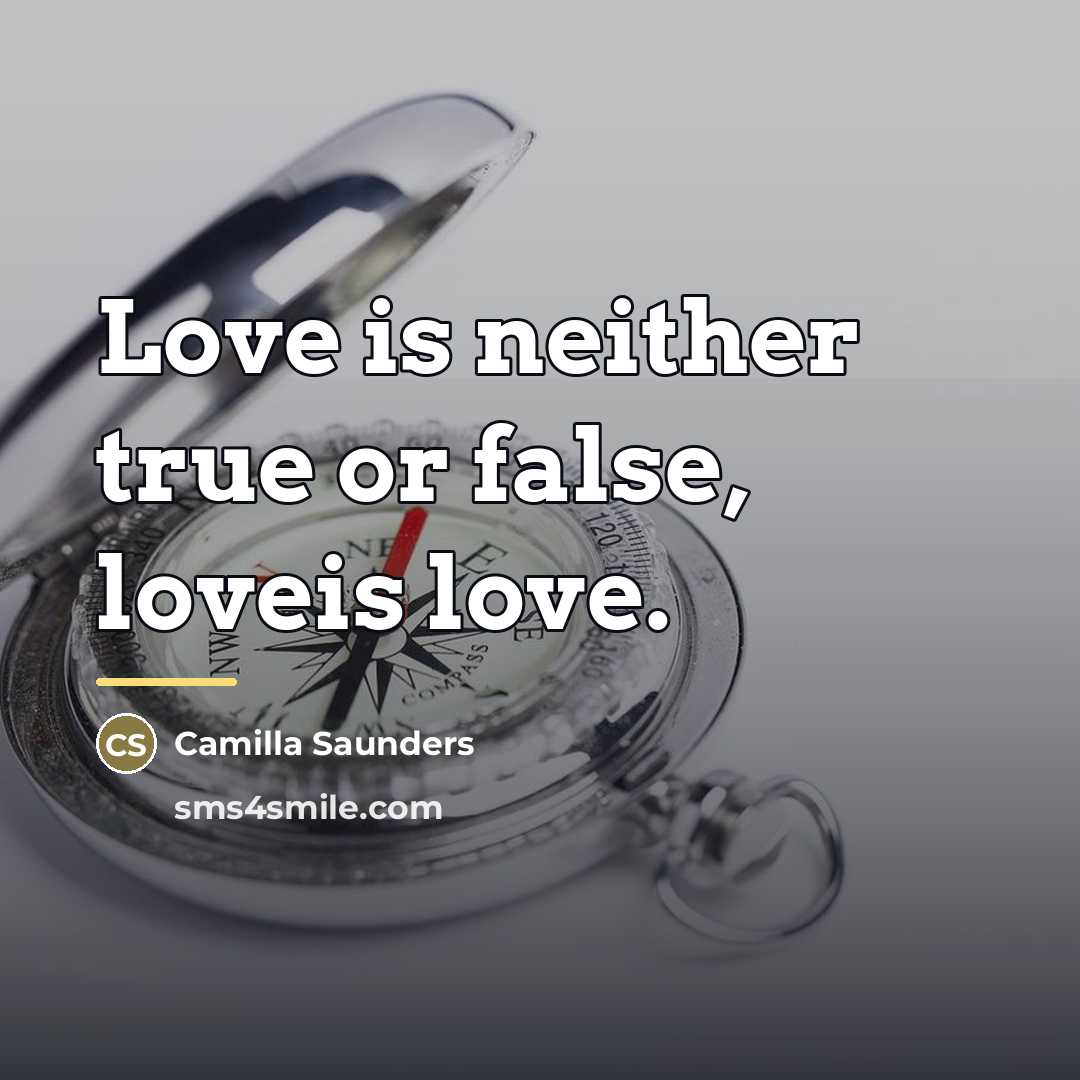 “Love is neither true or false, loveis love.…” quote by Camilla Saunders